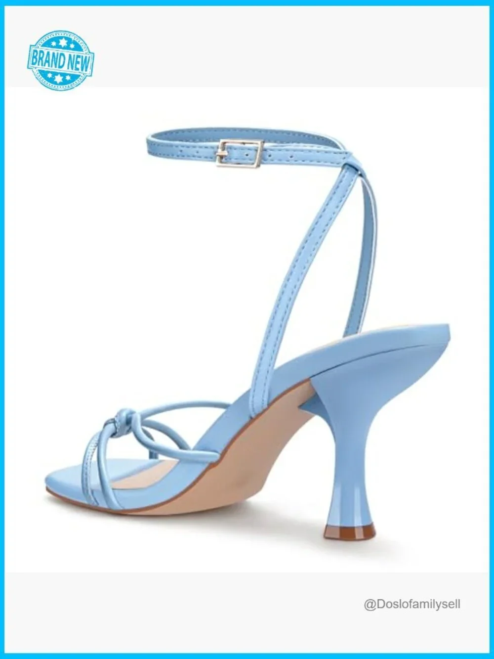 Strappy Square Toe Stiletto Heeled Sandals 3 inch Ankle Buckle Slingback Summer